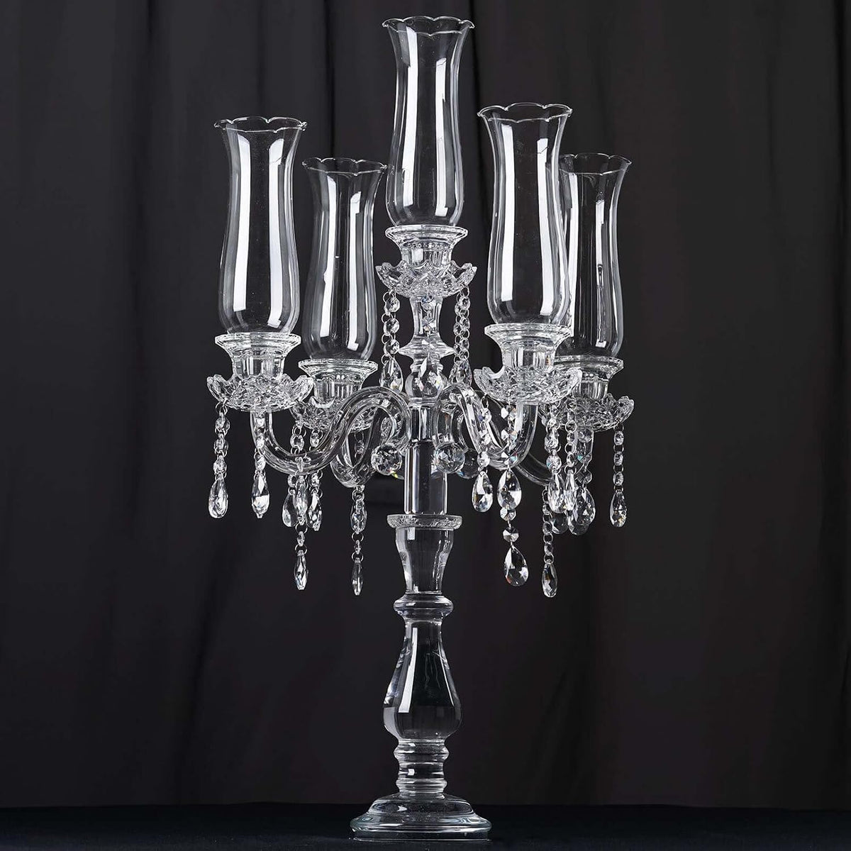 Efavormart 32" Tall 5 Arm Premium Hurricane Taper Crystal Glass Candle Holder Candle Holder Wedding Centerpiece