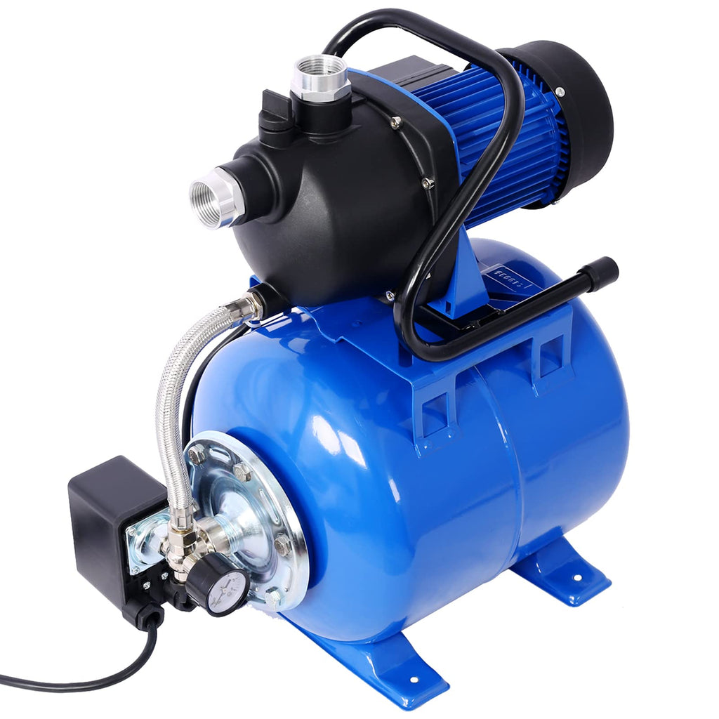 1.6 HP Shallow Well Pump with Pressure Tank, 110V Garden Water Pump, 1000GPH,Stainless Steel, Automatic Water Booster Jet Pump with for Home, Garden, Lawn, Irrigation