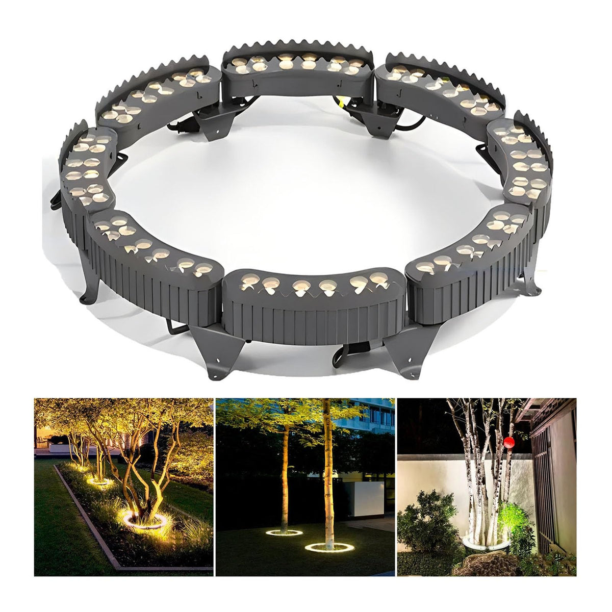 Outdoor Garden Lights, LED Low Voltage Landscape Tree Ring Lights, Palm Tree Lights, IP65 Weatherproof(White Light,Pack of 7)