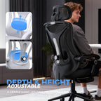 CYKOV Ergonomic Office Chair with Footrest, Reclining Mesh Back, 350 Lbs