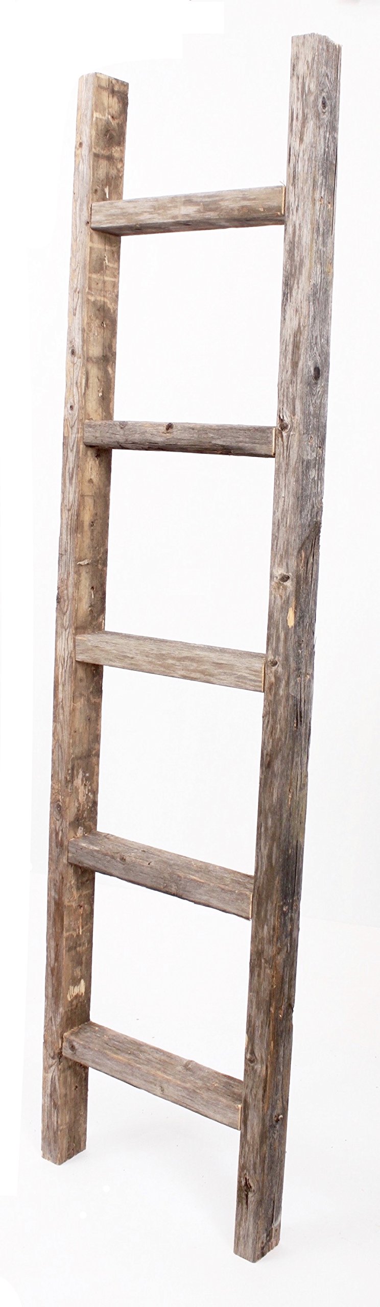 BARNWOODUSA 5 FT Decorative Ladder, Reclaimed Wood Ladder - Smoky Black