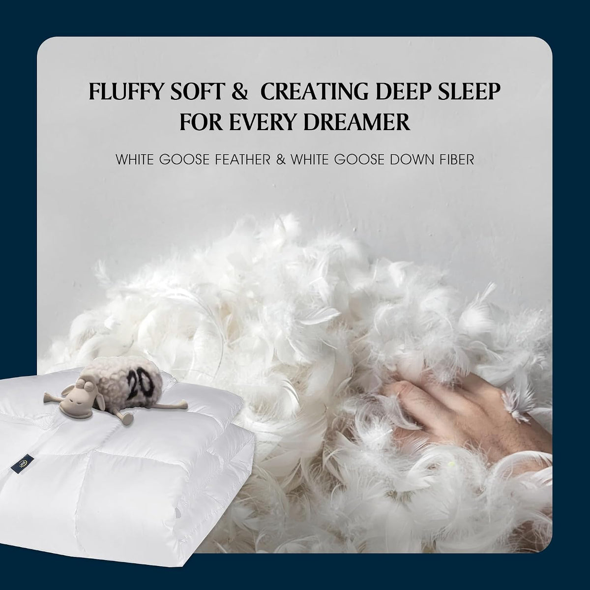 Serta Goose Feather Down Fiber Comforter King Size - 100% Cotton Cover Duvet Insert - Hotel Luxury Hypoallergenic Bedding Comforter Light Warmth 106 x 90 Inch White