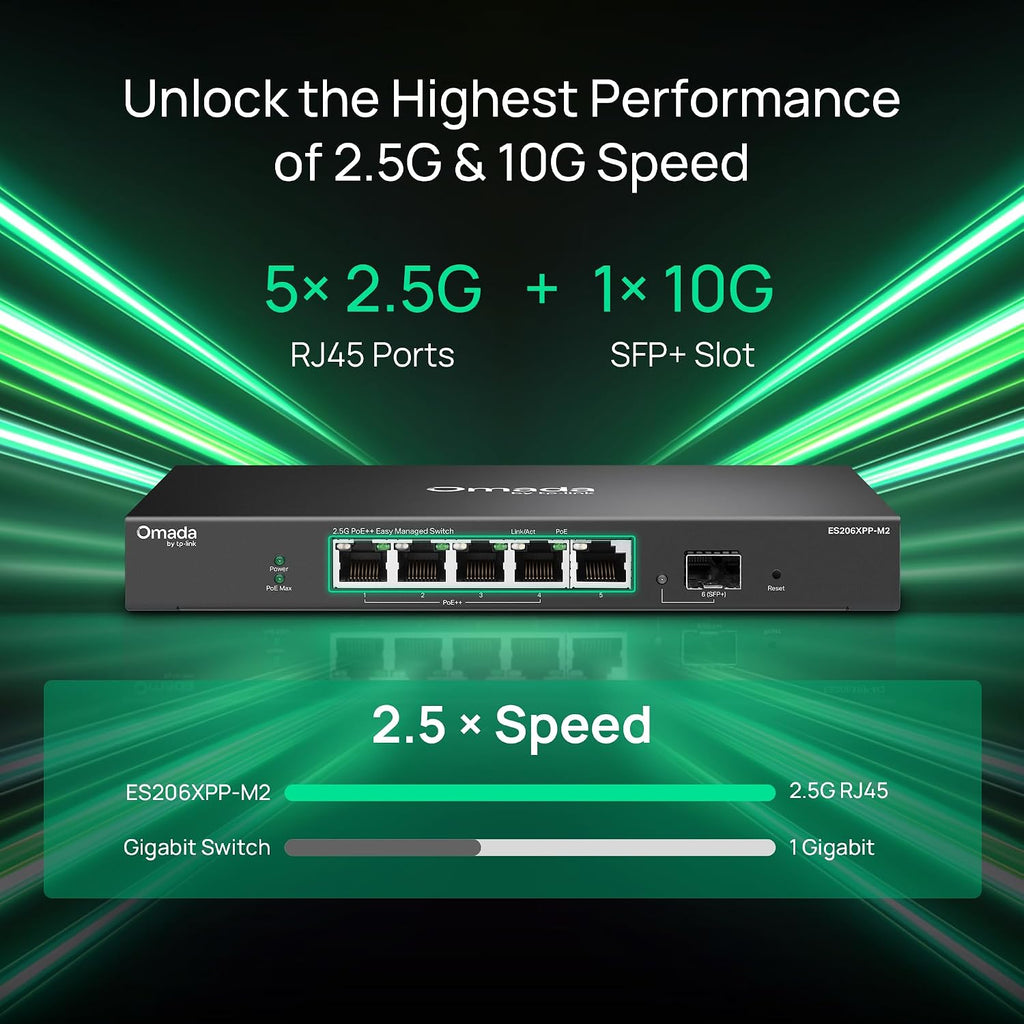 Omada ES206XPP-M2, 5 Port 2.5G Easy Managed PoE Switch
