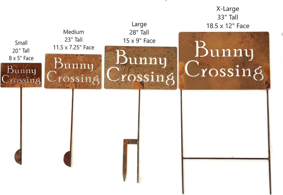 Funny Garden Stake 20 to 33 Inches Tall (Bunny Crossing, XL 33" Tall)