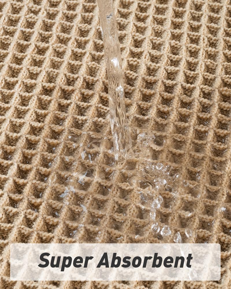 Upgraded Waffle Bath Mat Set of 2 Absorbent Bathroom Mat 18"x30" + 24"x48"