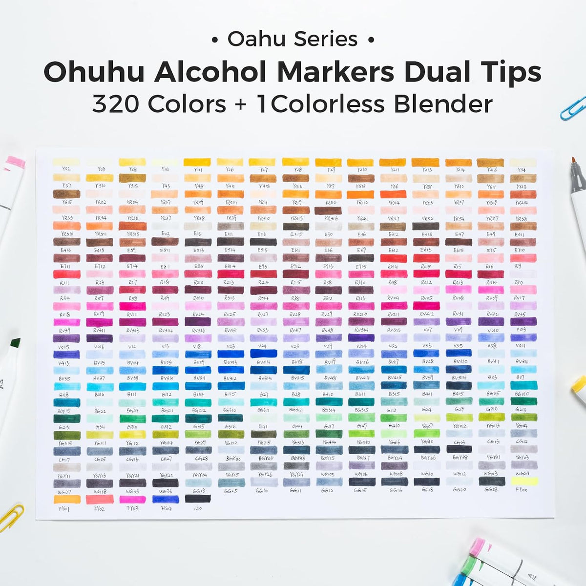 Ohuhu Alcohol Markers 320 Colors Chisel& Fine for Adult Coloring Refillable