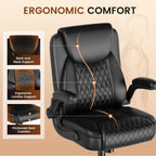 GTPLAYER Mid-Back Office Chair, Comfortable Chairs with Flip-up Arms, Black