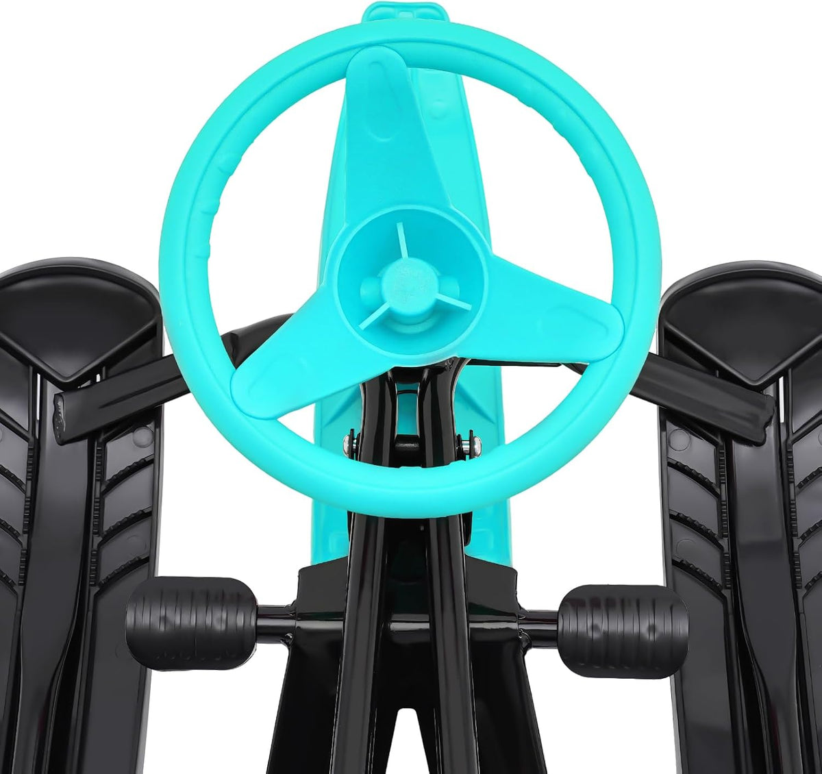 Snow Sled for Kids, Snow Racer Sled with Steering Wheel, Winter Ski Sled Snow Sled KidSuitable for 3-15 Years Kid, Green