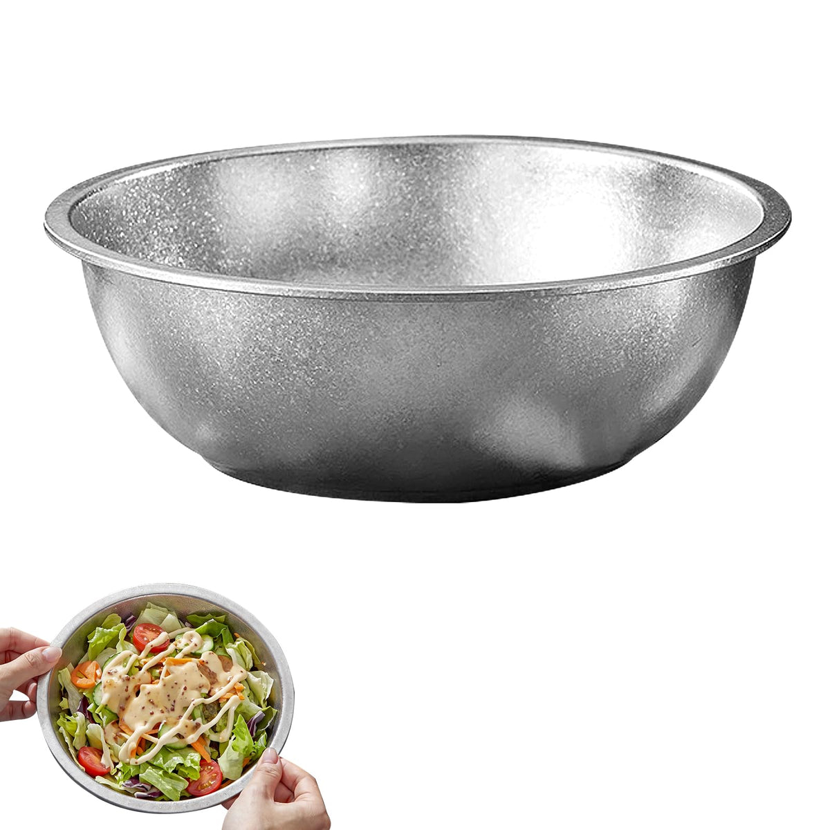 Pure Titanium Mixing Bowl for Kitchen, Healthy Durable Titanium Salad Bowls for Mixing, Dishwasher Safe, Oven Safe & Refrigerator Safe, for Baking, Salad Tossing, Cooking and Prepping,2.52QT