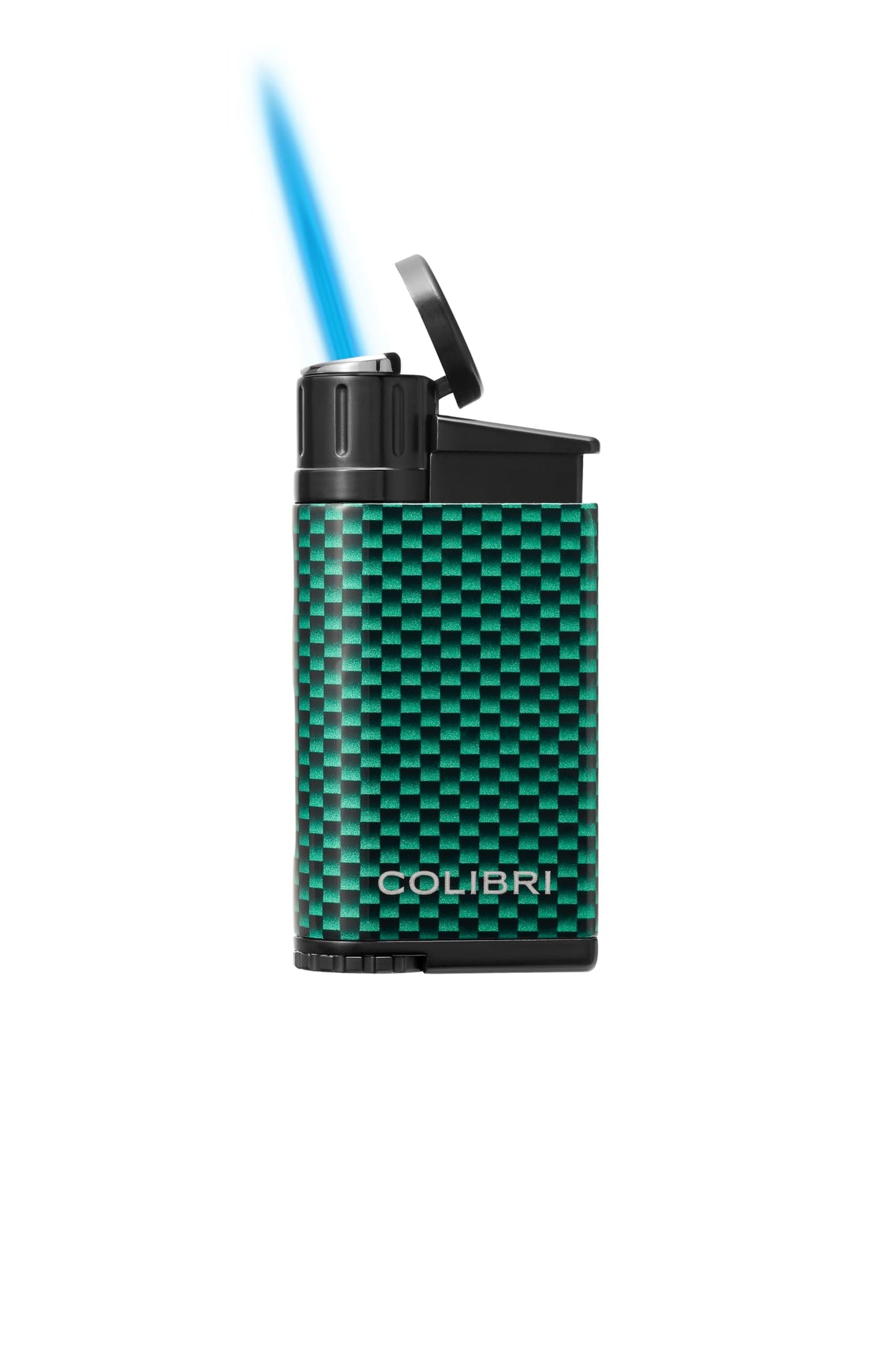 Colibri EVO Angled Single Jet Flame Refillable Butane Torch Lighter, Windproof, User-Friendly with Pachmayr Grip, Blue Fuel Window and Adjustable Flame - Sleek Design (Blue)
