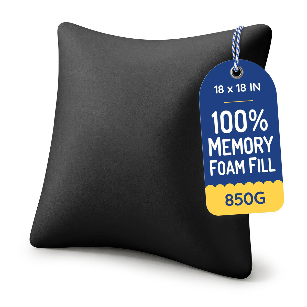 AM AEROMAX 18x18 Memory Foam Throw Pillow Inserts, 4 Pack, Square, White
