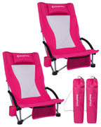 KingCamp Low Beach Chairs 2 Pack, Folding Portable High Back Chair