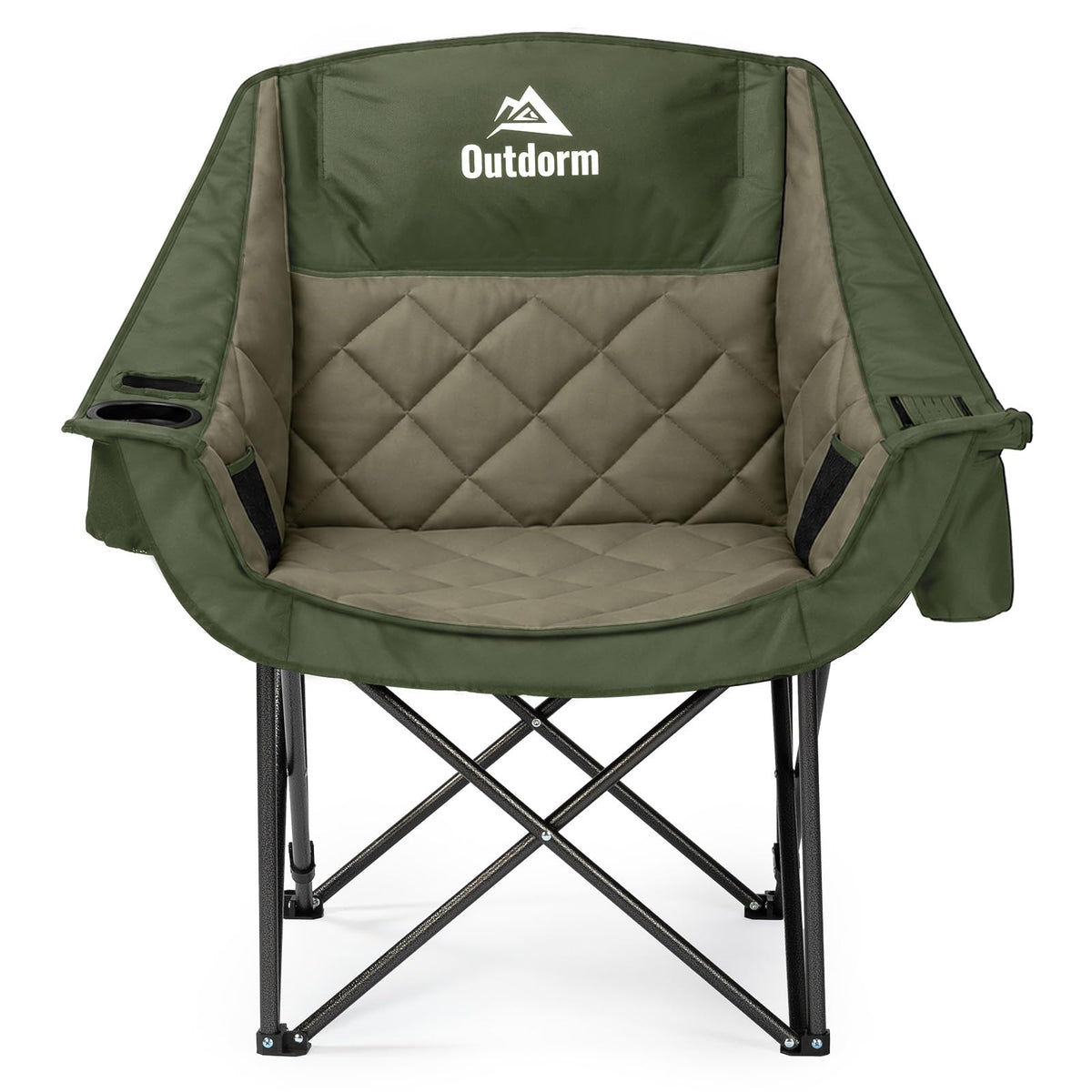 2 Pack Oversized Camping Chairs for Adults, Support 450 lb Each, Black