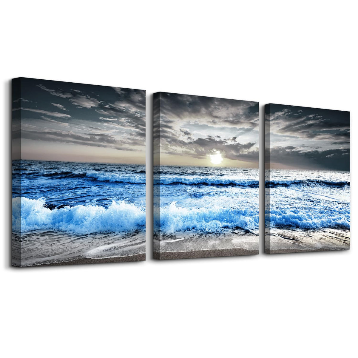 MHARTK66 Large Size Wall Art for Living Room Modern Wall Decor for Bedroom Office Decor Abstract Mountain Forest Landscapes Ink Painting 3 Piece Framed Canvas Art Prints Ready to Hang Wall Pictures