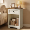 VASAGLE White Nightstand with Charging Station, 1 Drawer, Set of 2