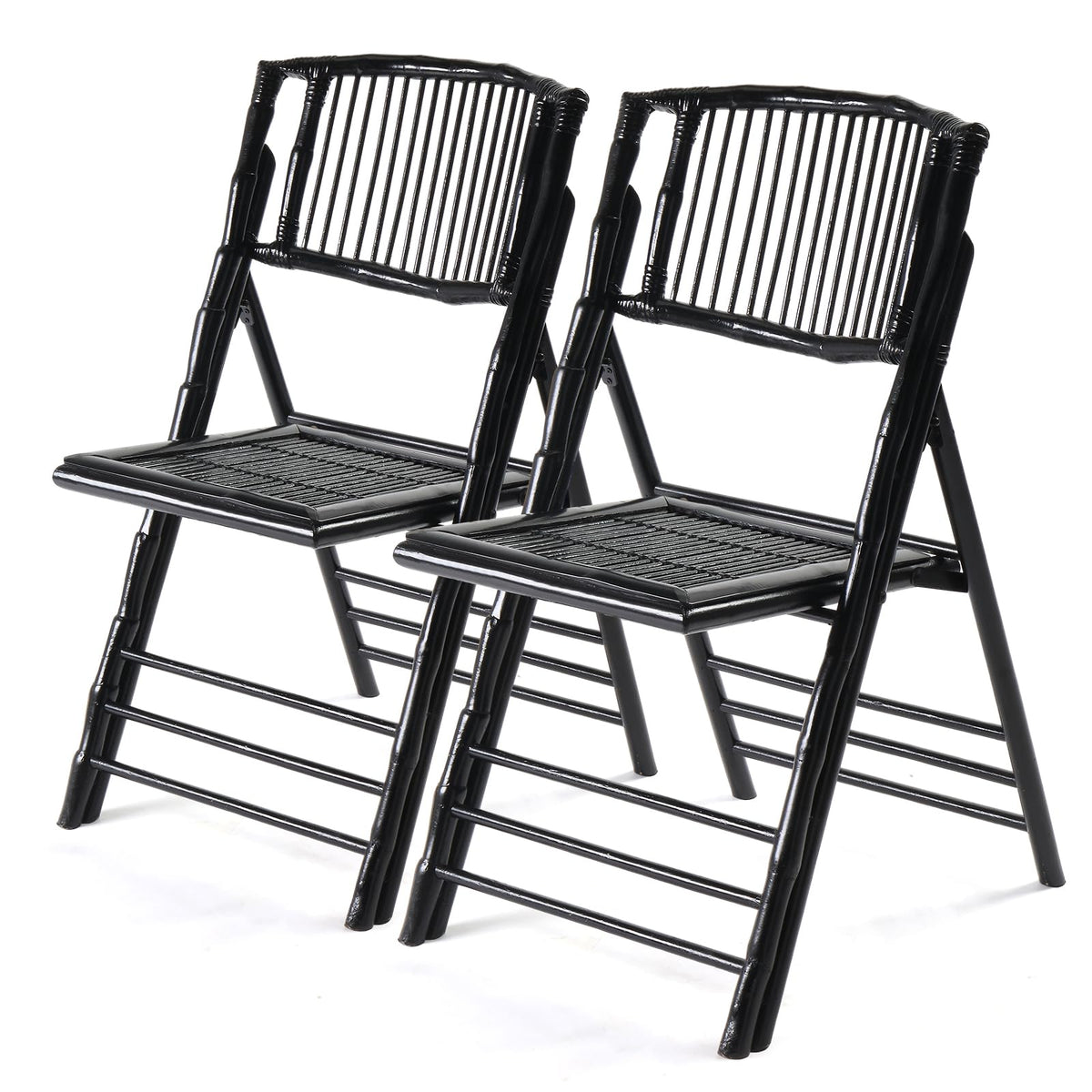 VINGLI Bamboo Folding Chair, Foldable Dining Wood Chairs Comfortable Seat for Outdoor & Indoor, Patio, Porch, Wedding, Party, Event,Brown (2 Pack)