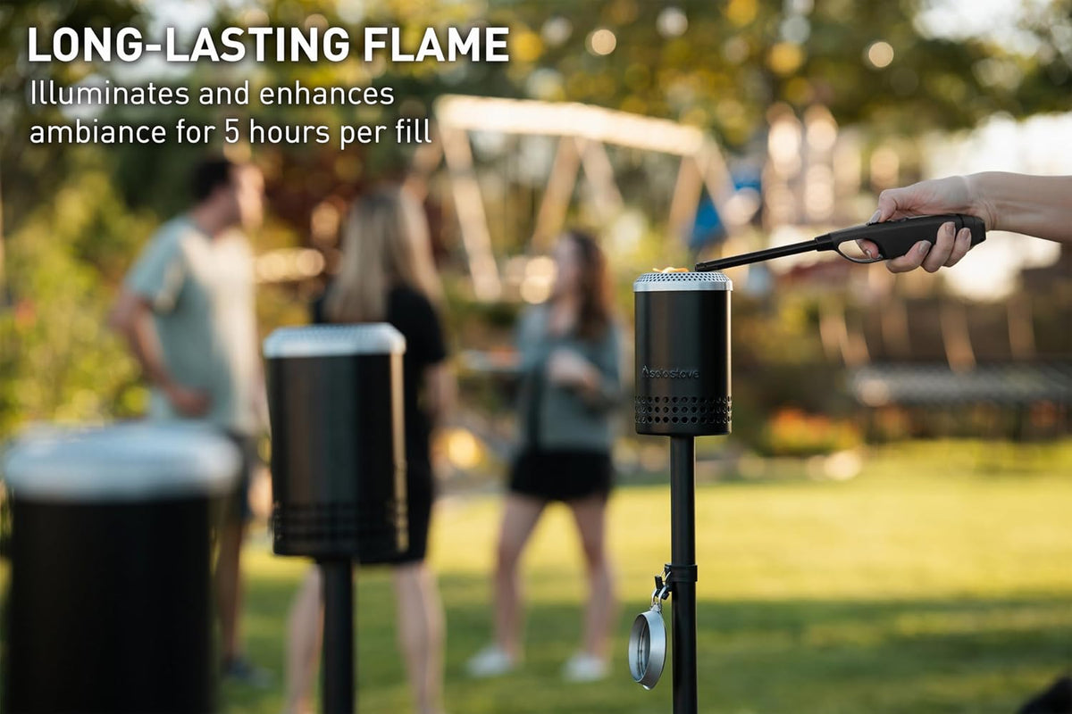 Solo Stove Mesa Torch, 3 Pack | Backyard Torches for Outside, 5 hr Burn Time, Cold-Rolled Steel, Incl. 3 Torches, 3 Ground Stakes, 3 Fuel Funnels, 9 Wicks, Adjustable Height: 37.75-52.5 in