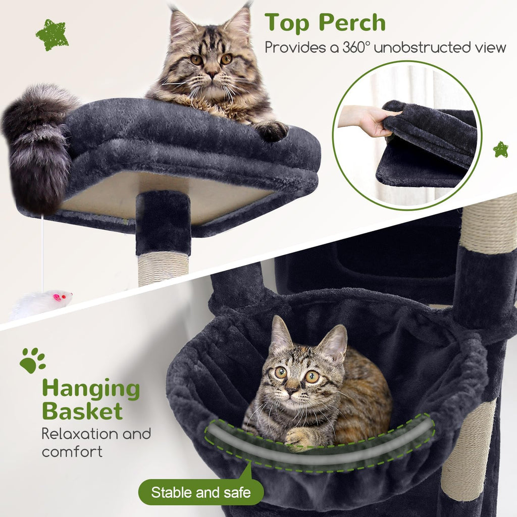 Globlazer Extra Large Cat Tower for Big Cats 20 lbs, 81in, F81, Dark Grey