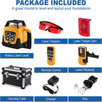 360° Self-Leveling Red Beam Rotary Laser Level Kit with Tripod+Grade Rod