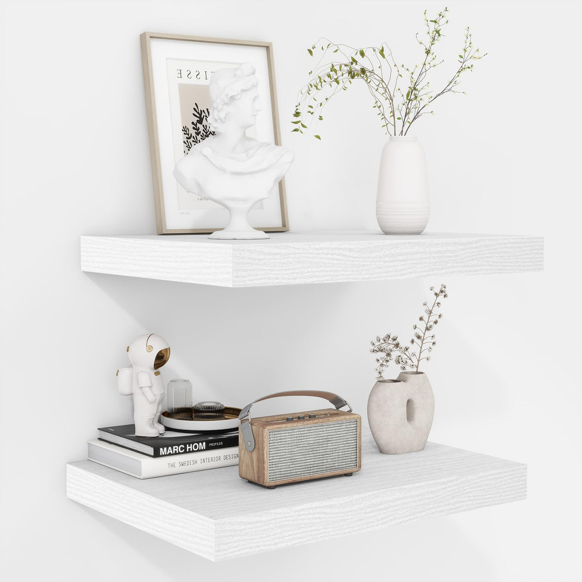 Fun Memories Floating Shelves - 2 Pack 12 Inch Rustic Wooden Wall Shelves - Extra Deeper & Thicker Wall Mounted Storage Shelf for Living Room, Kitchen, Farmhouse - 36" W x 12" D x 1.8" H - Brown