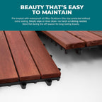 Bliss Outdoors Acacia Interlocking Deck Tiles, 6-Slat, Red, Set of 30