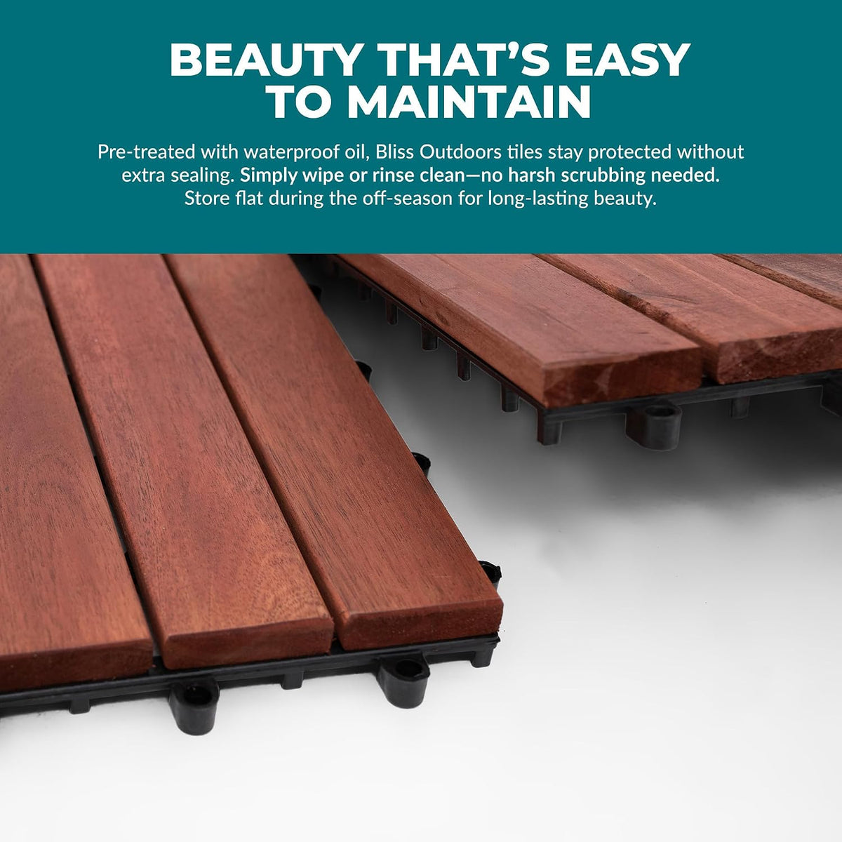 Bliss Outdoors Acacia Interlocking Deck Tiles, 6-Slat, Red, Set of 30