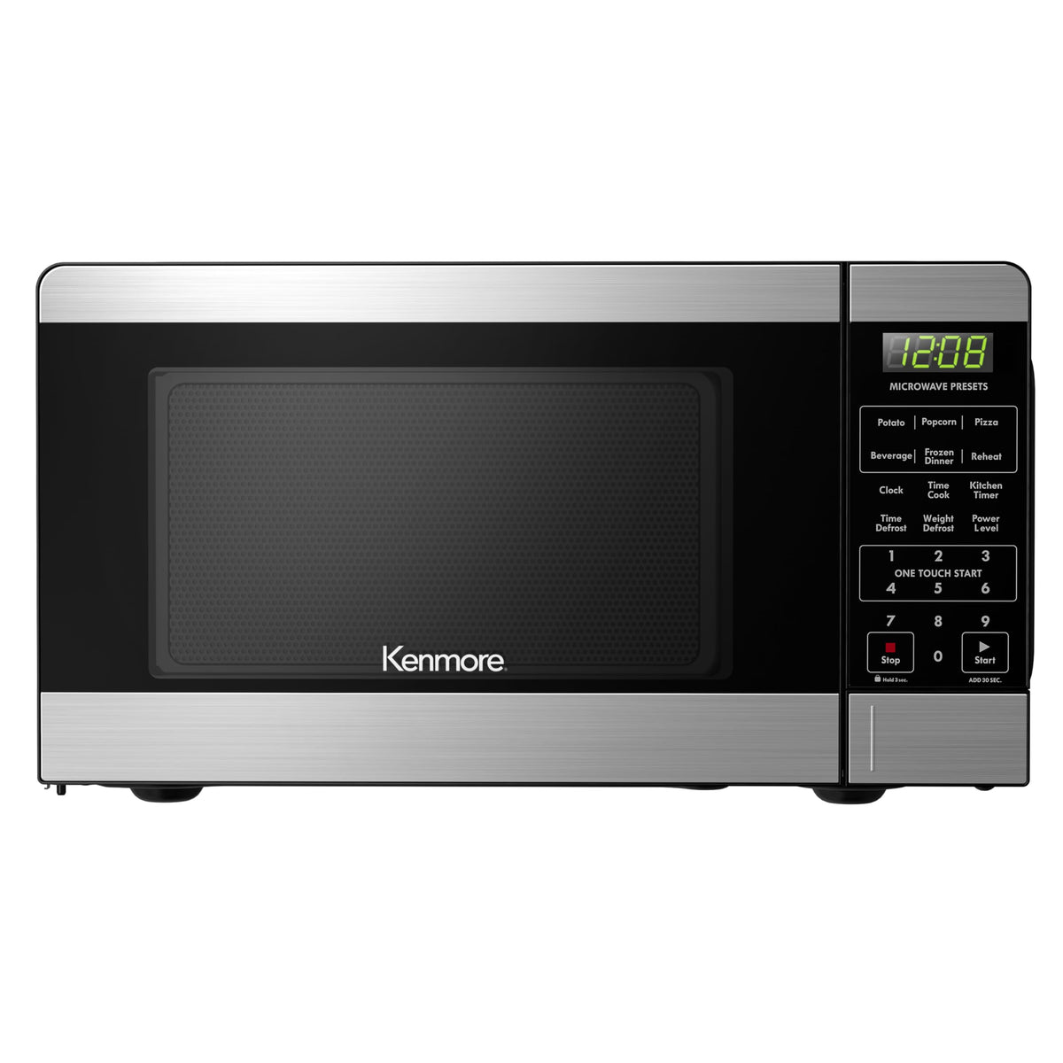 Kenmore Countertop Microwave, 6 Auto-Preset Menus, Child Lock, Defrost & Express Cooking Features, 900 Watt, .9 Cu Ft, Stainless Steel