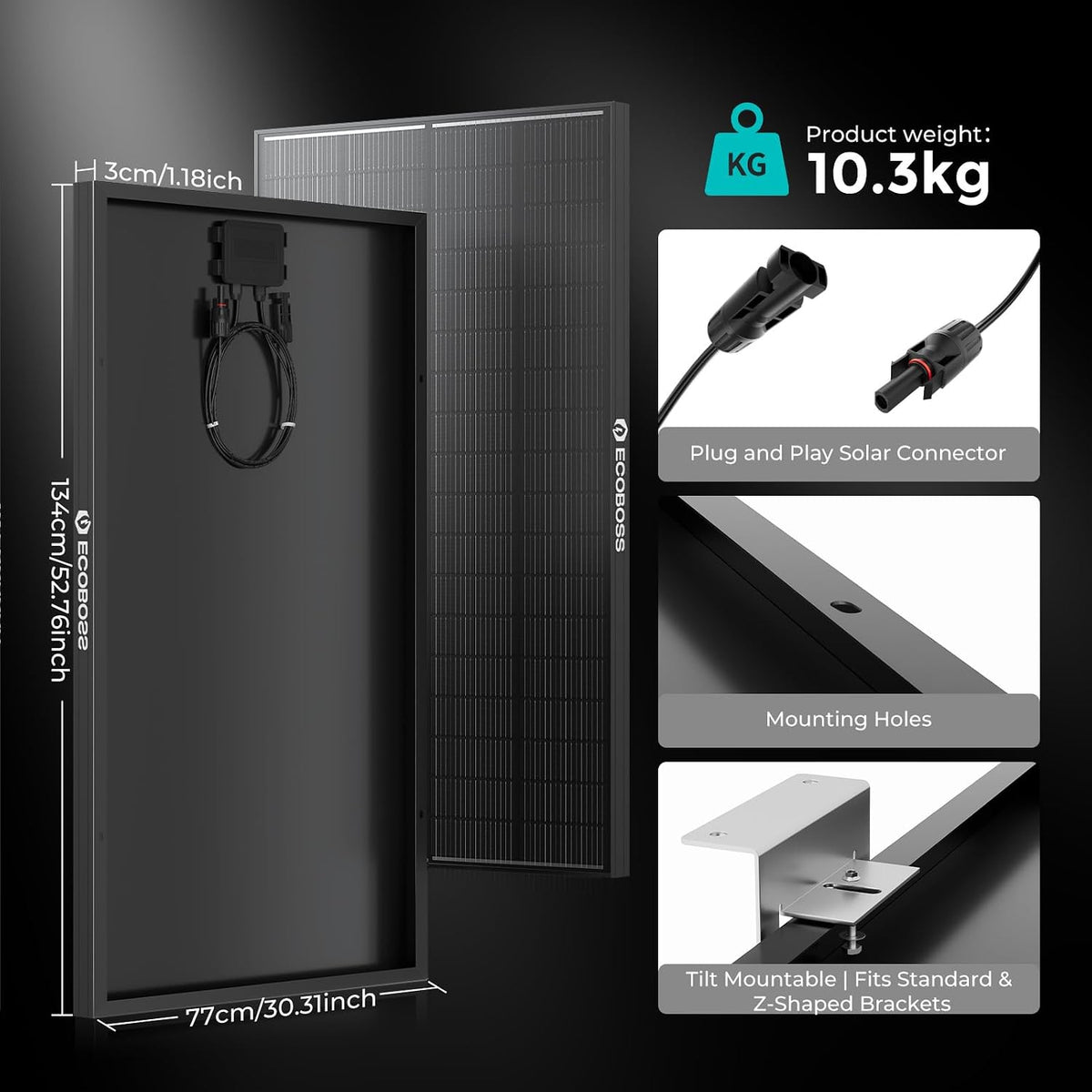 200W Solar Panel Kit,100W Solar Panel,Brackets,2.5m Cable,6m Cable