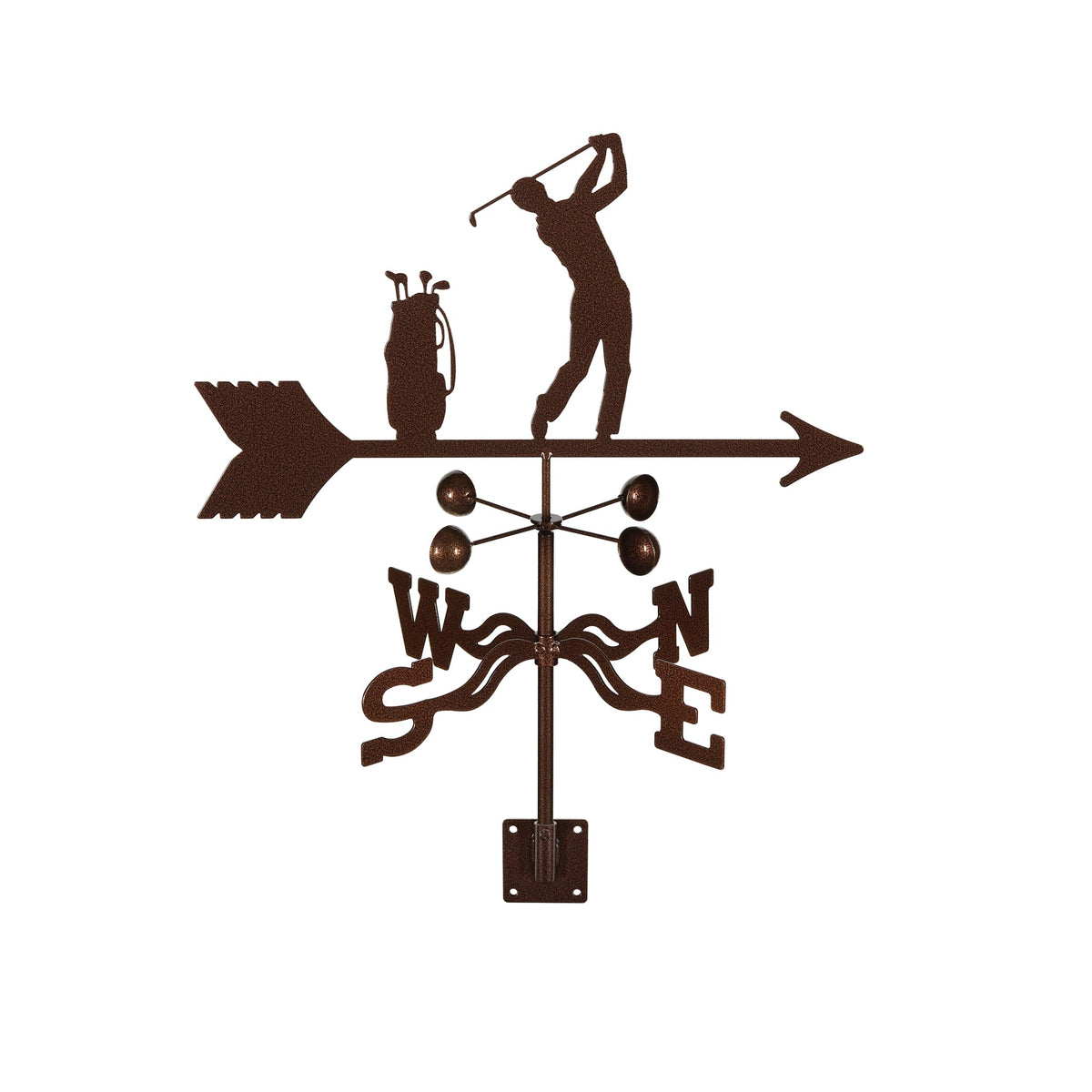 EZ Vane Steel Male Golfer Weathervane with Wind Cups — 4-Sided Mount