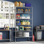 FDW | 6-Tier Wire Shelf with Wheels | 45" x 18" x 82" | Chrome