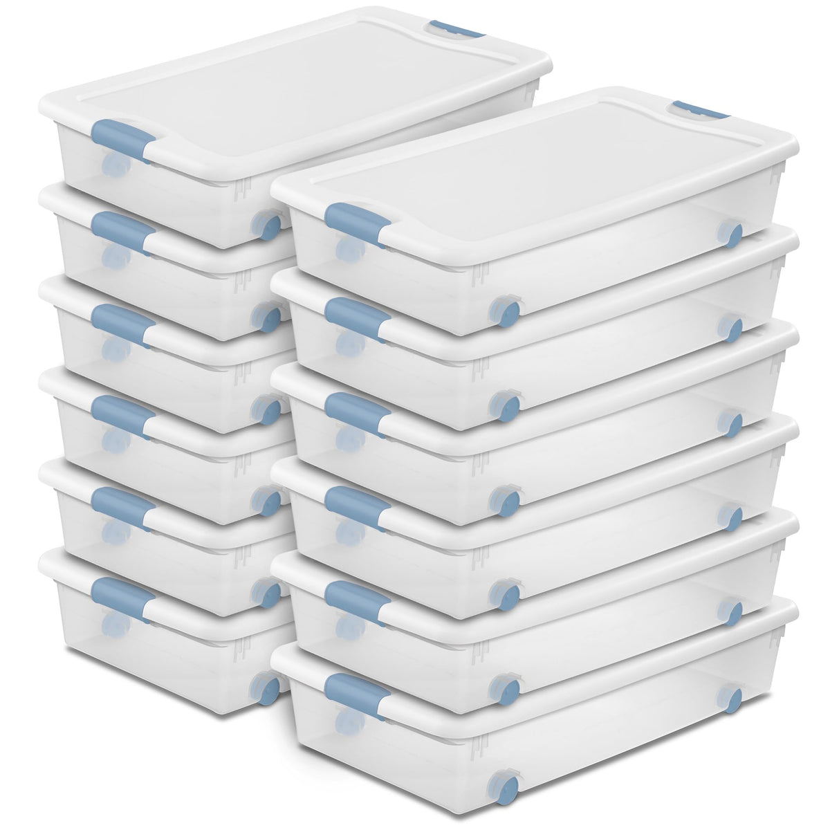 Sterilite Latching Box with Lids for Home and Office, 32 Quart, 6-Pack