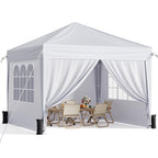 10x10 Pop Up Canopy Tent with Sidewalls, Portable Shelter,White