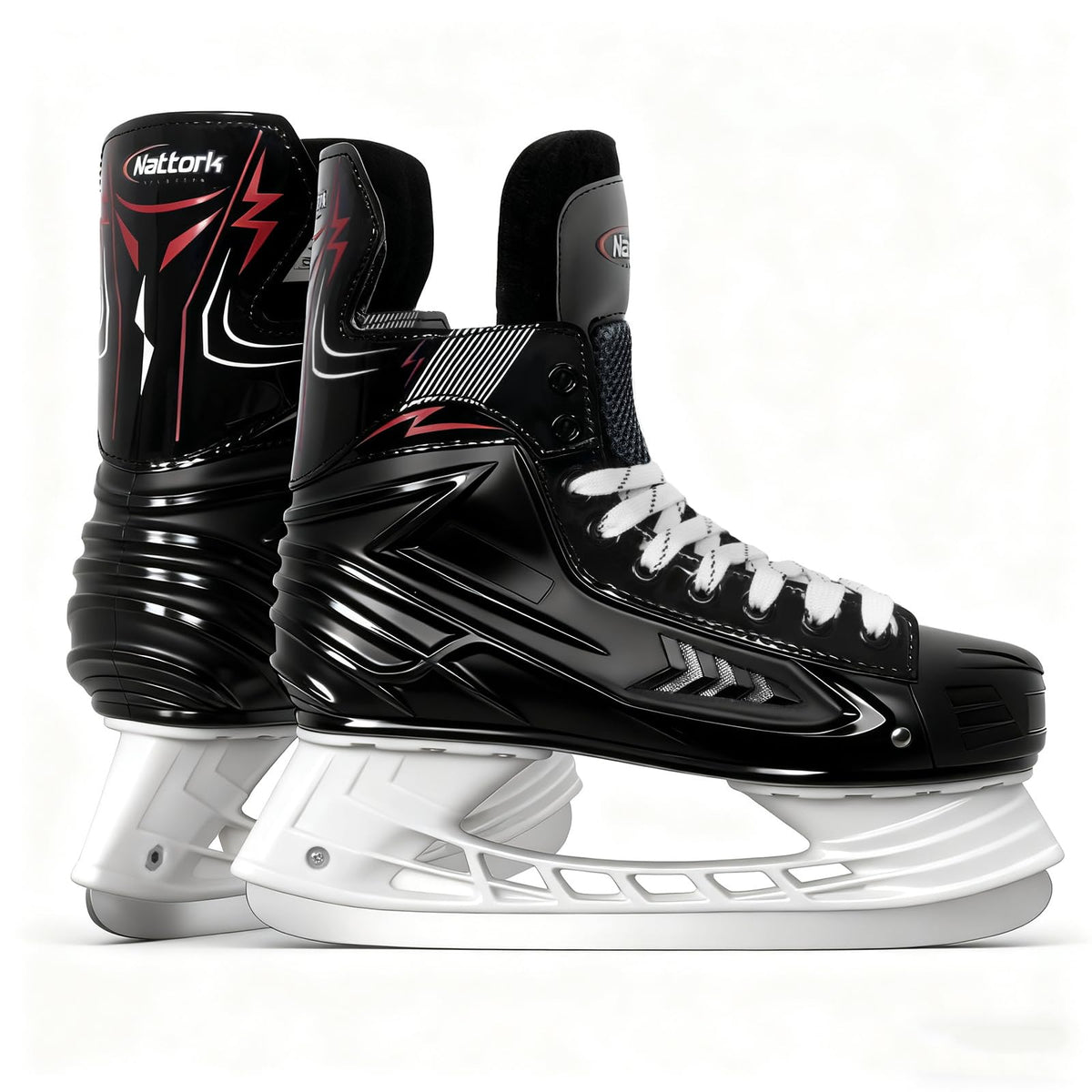 Nattork Ice Hockey Skates for Men, Women, Youth Stainless Steel Blades Lightweight & Durable for Superior Ankle Support and Agile Skating with Coolmax Fabric