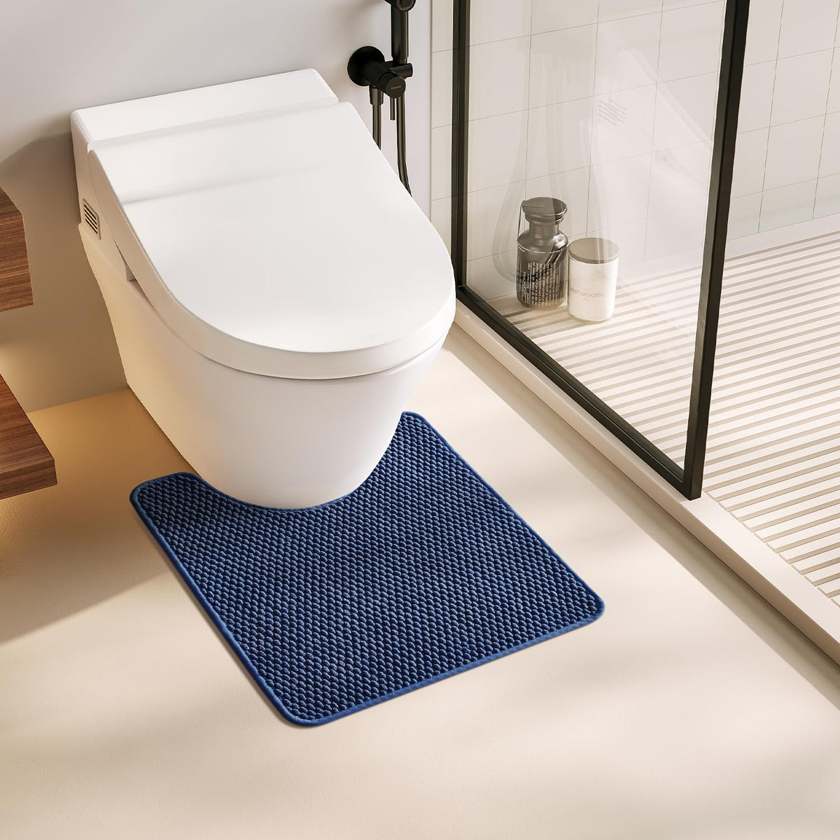 TYUU Bathroom Runner Rugs, Long Bath Mat Runner Washable Thin Quick Dry Low Pile Bathroom Runner Rugs Non Slip, Beige 24"x70"