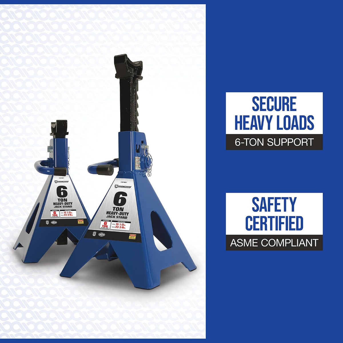 Strongway Double-Locking 6-Ton Jack Stands, 12,000-Lb. Capacity, 1 Pair