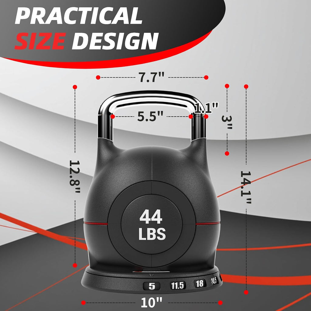 LIFERUN Adjustable Kettlebell, 22.5/44 LB Kettlebell with 7 Weight Levels