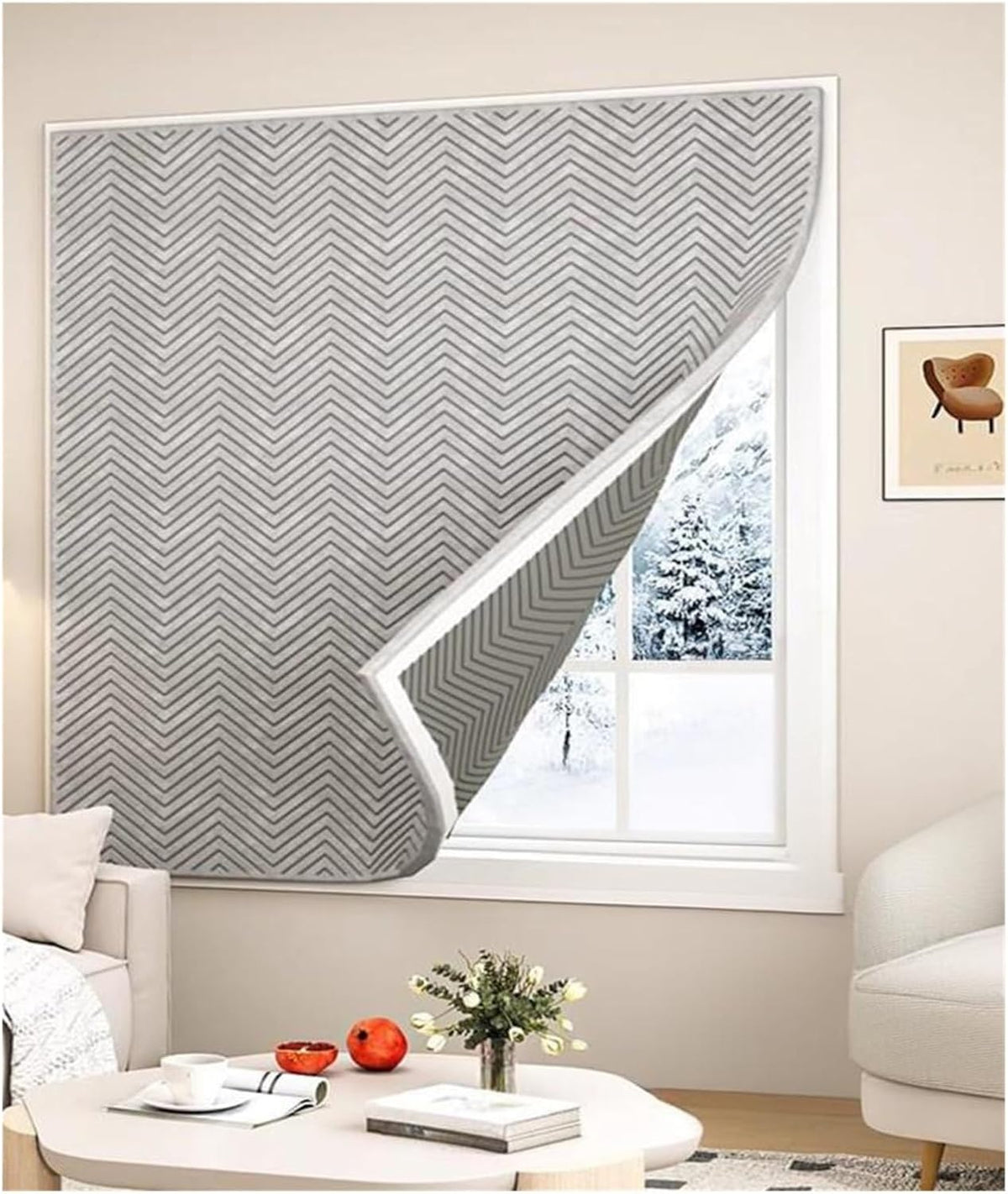 Window Cover for Winter,Winter Window Insulation,Window Insulation Kit Window Blanket Blackout Curtain Panels for Home Office Bedroom(Gray,200x200cm)