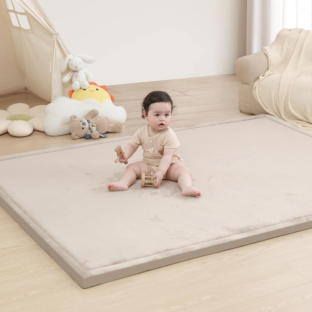 Huloo Sleep Large 1.3" Thick Baby Play Mat for Floor, 79"×59"(Dark Gray)