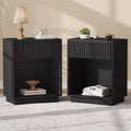 Fluted Nightstands Set of 2, Mid Century Bedside End Side Table