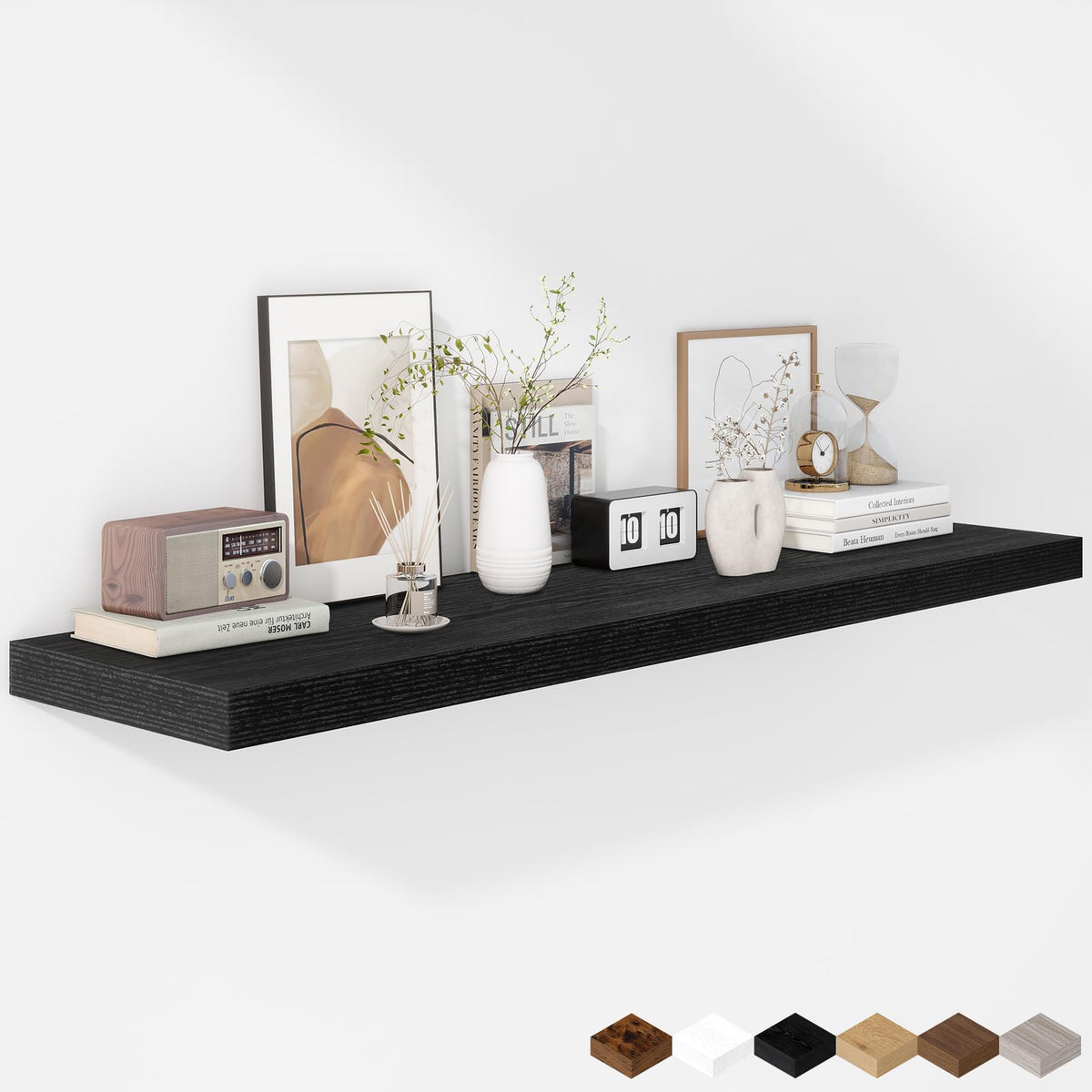 Fun Memories Floating Shelves - 2 Pack 12 Inch Rustic Wooden Wall Shelves - Extra Deeper & Thicker Wall Mounted Storage Shelf for Living Room, Kitchen, Farmhouse - 36" W x 12" D x 1.8" H - Brown