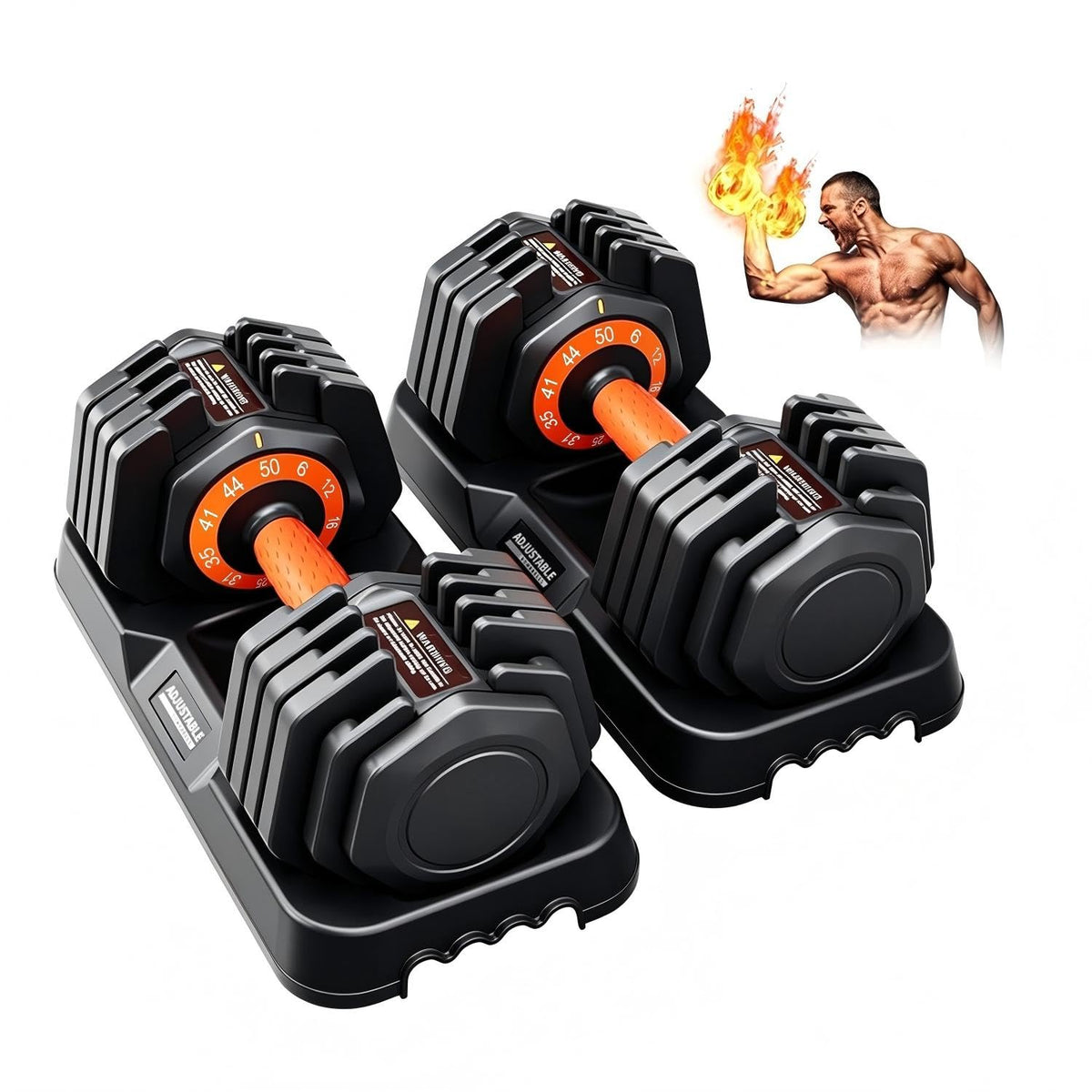 Adjustable Dumbbell Set 25lb/50lb, 10 in1 Adjustable Dumbbells for Home Gym