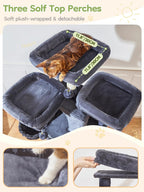 Taoqimiao Tall Cat Tree, 76In XL Cat Tower for Large Cats, 3 Padded Perches