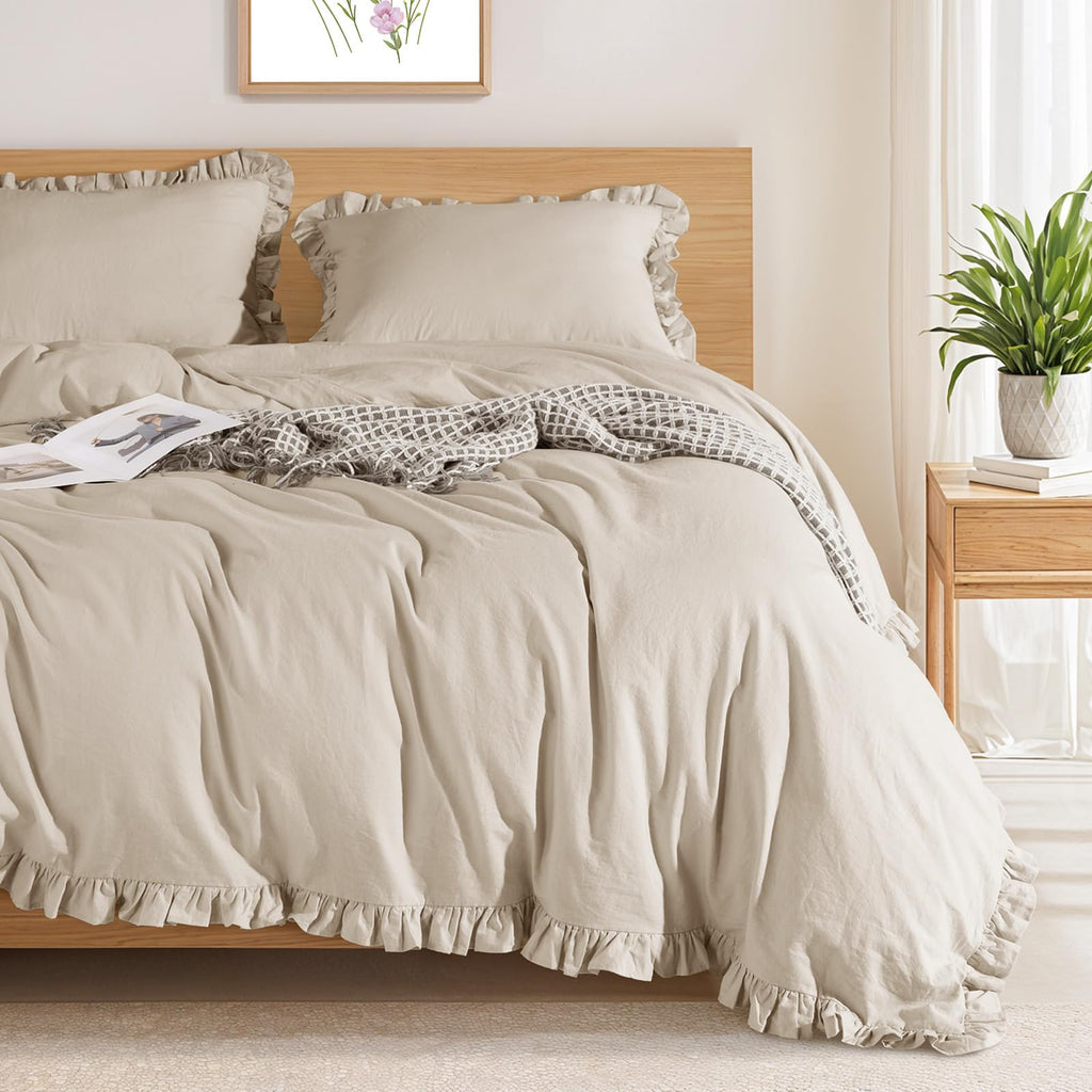 Shilucheng 100% Linen King Duvet Cover Set, Linen