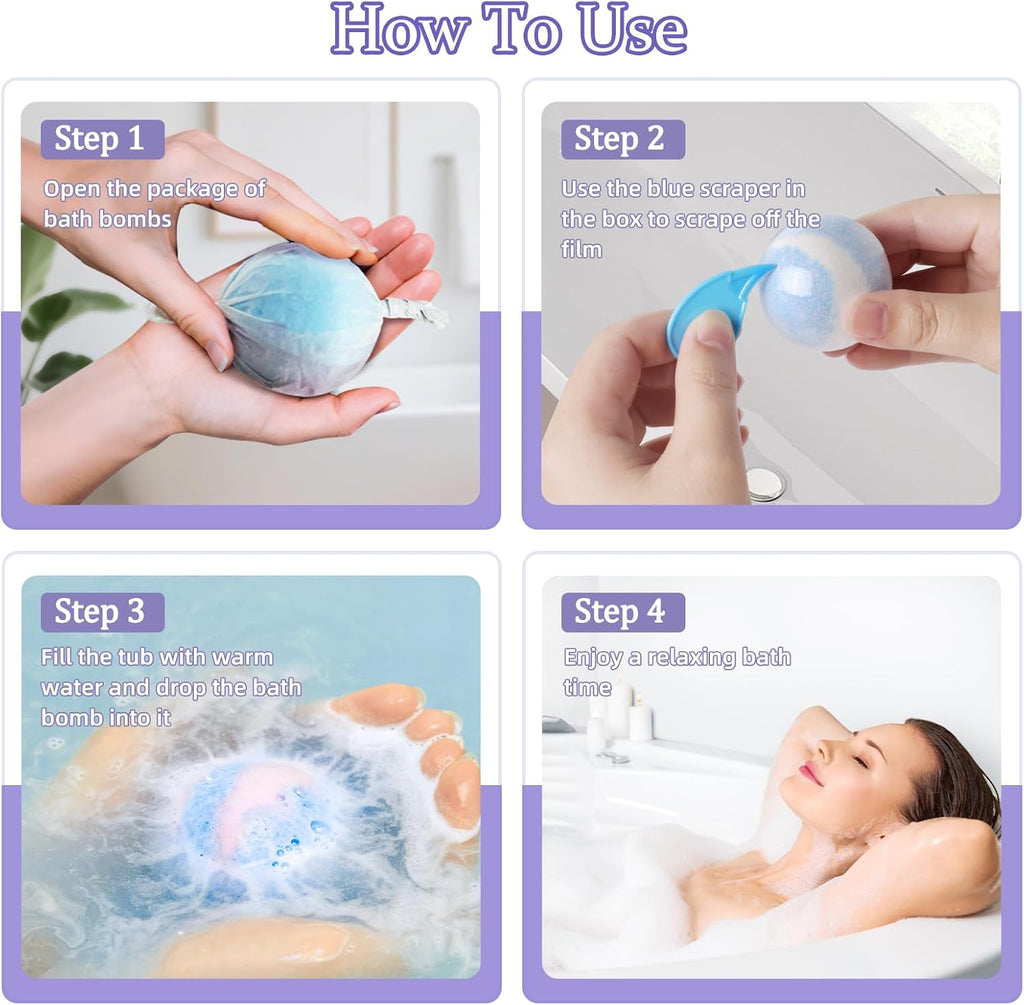 TranquilBliss Bath Bombs Set for Women, 50 PCS 10 Scents Natural Bathbombs