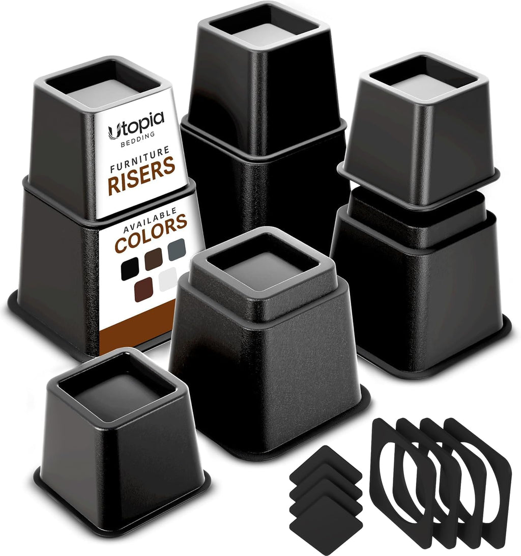 Utopia Bedding Adjustable Bed Risers 3 & 5 Inch, Black, 36-Pack