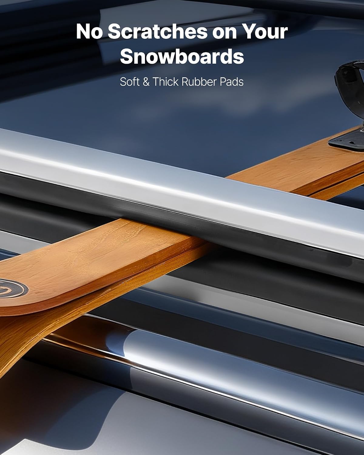 VEVOR Ski & Snowboard Roof Rack, Carry up to 4 Pairs of Skis or 2 Snowboards, 2 PCS Aluminum Universal Car Roof Rack with Lock & Rubber Padding, Carrier for Fishing Rod, Fit Most Slotted Crossbars