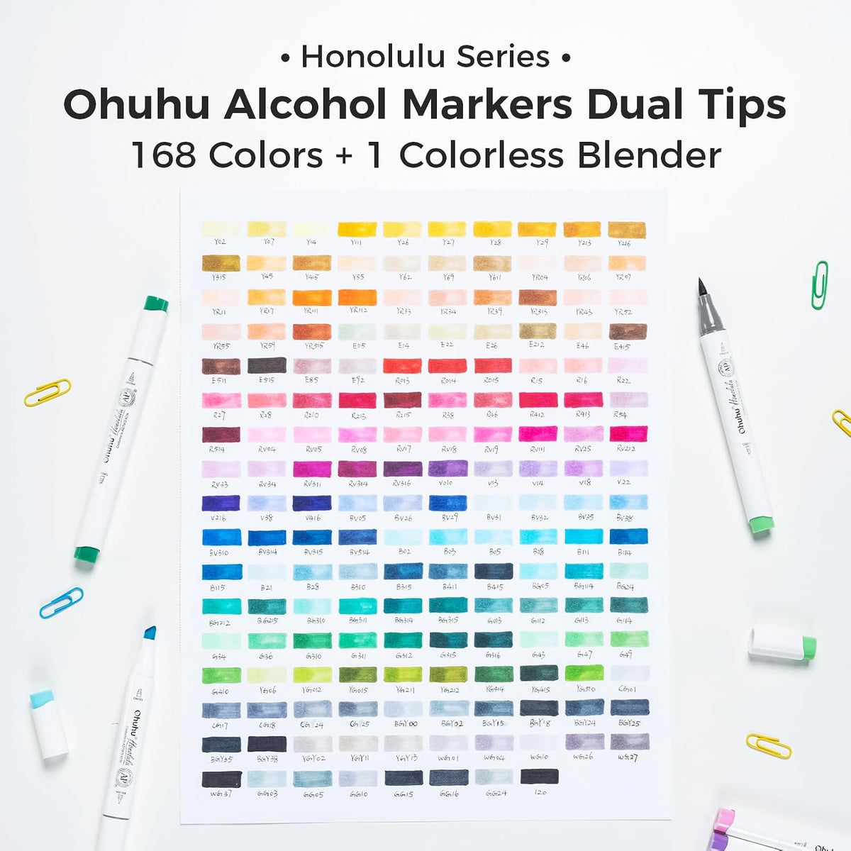 Ohuhu Alcohol Markers Brush Tip 168 Colors for Adults Coloring Refillable