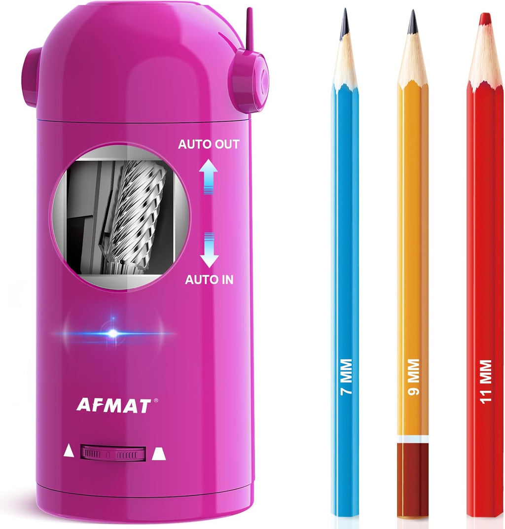 AFMAT 6 Holes Heavy Duty Electric Pencil Sharpener and Fully Automatic Robot Pencil Sharpener