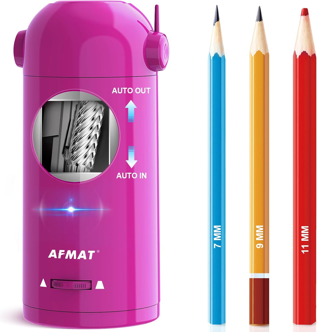 AFMAT Fully Automatic Pencil Sharpener, 2 Pack (Purple and Blue)