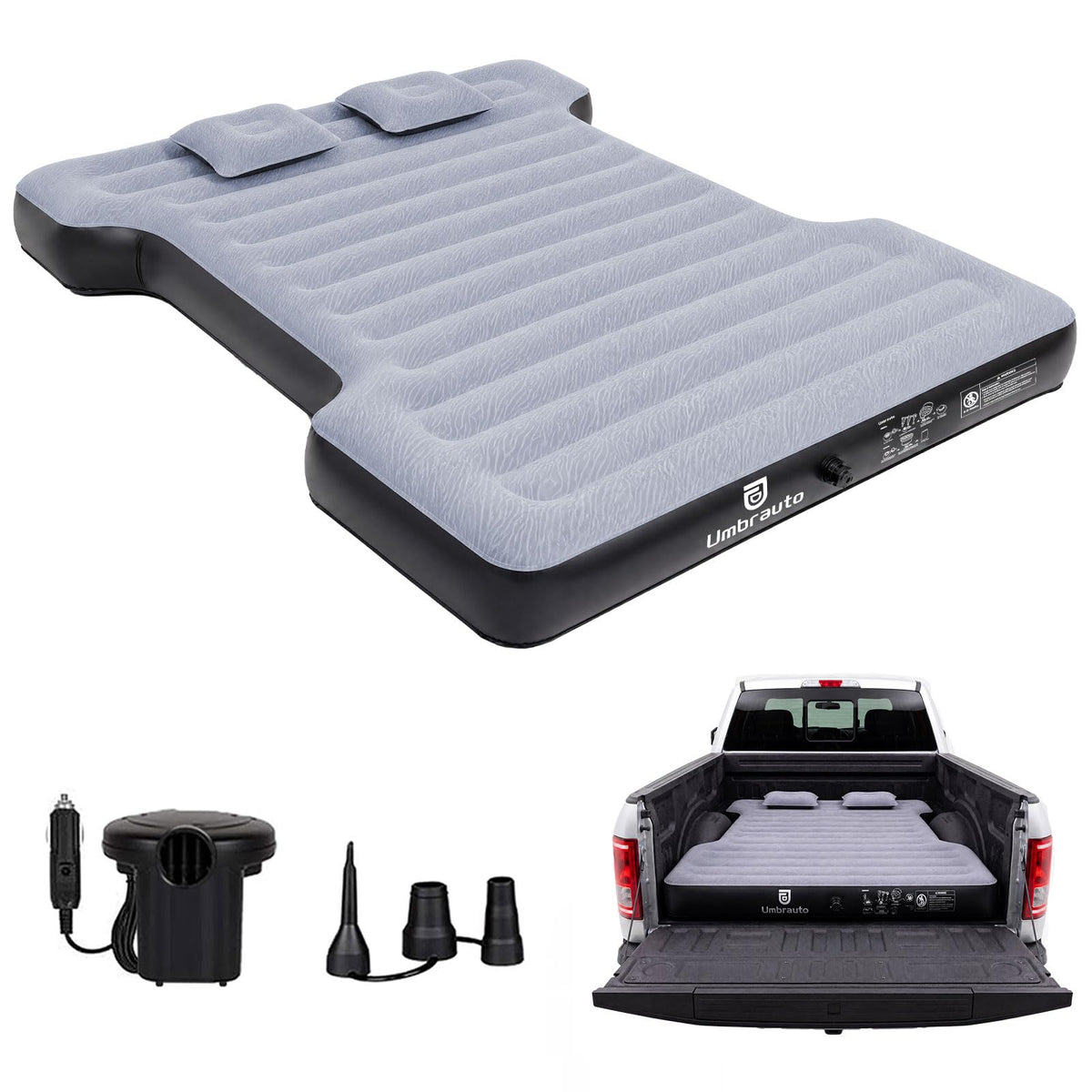 Umbrauto Air Mattress for 5.5-5.8 ft Full-Size Short Truck Beds, Inflatable Truck Tent Airbed with Pump, Pickup Camper Air Bed for Camping